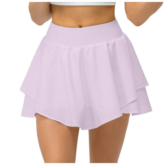 Kcodviy Yoga Sports Skirt Loose Sequin Skirt and Breathable Running Skirt Metallic Skirt Pants Light Two Piece Ruffle Skirt Fitness Short Skirt Half Maternity Skirt