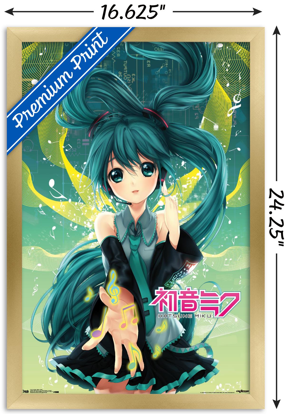 Hatsune Miku - Notes Wall Poster, 14.725" x 22.375", Framed