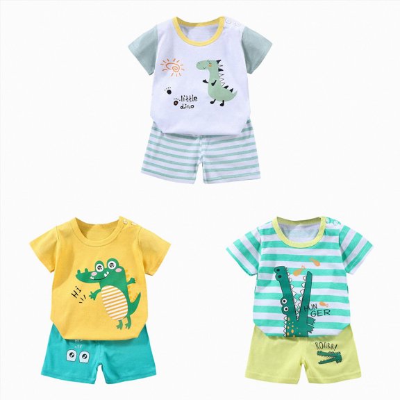 Gerichy Baby Boy Clothes Summer Outfits Cotton Short Sleeve T-Shirt & Shorts Set 6 Piece Toddler Clothes for Boys
