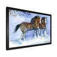 thumbnail image 2 of Designart 'Horses Running In Winter On Blue' Farmhouse Framed Art Print, 2 of 4
