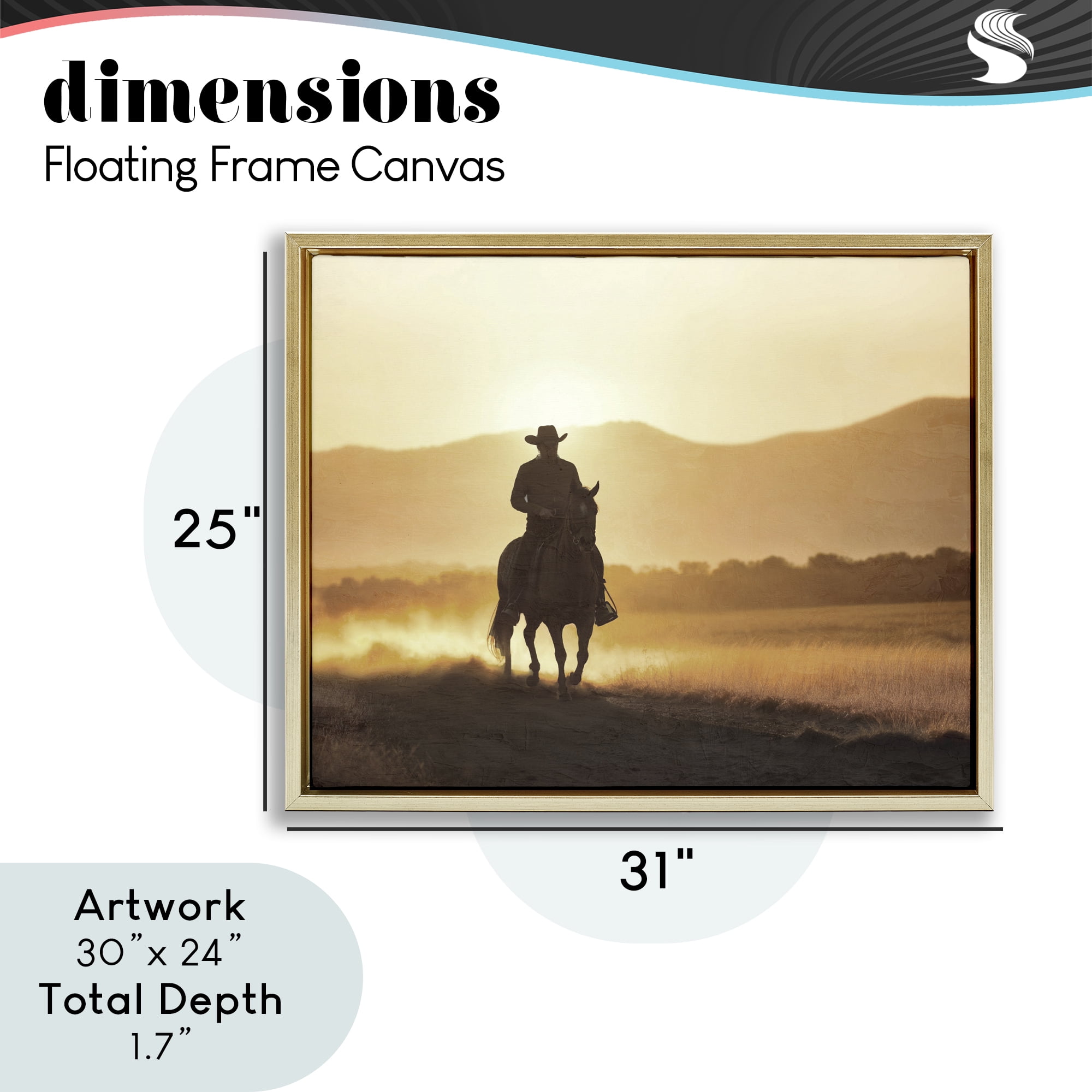 Stupell Industries Cowboy's Ride Home Gold Framed Floater Canvas Wall Art, design by Kim Allen