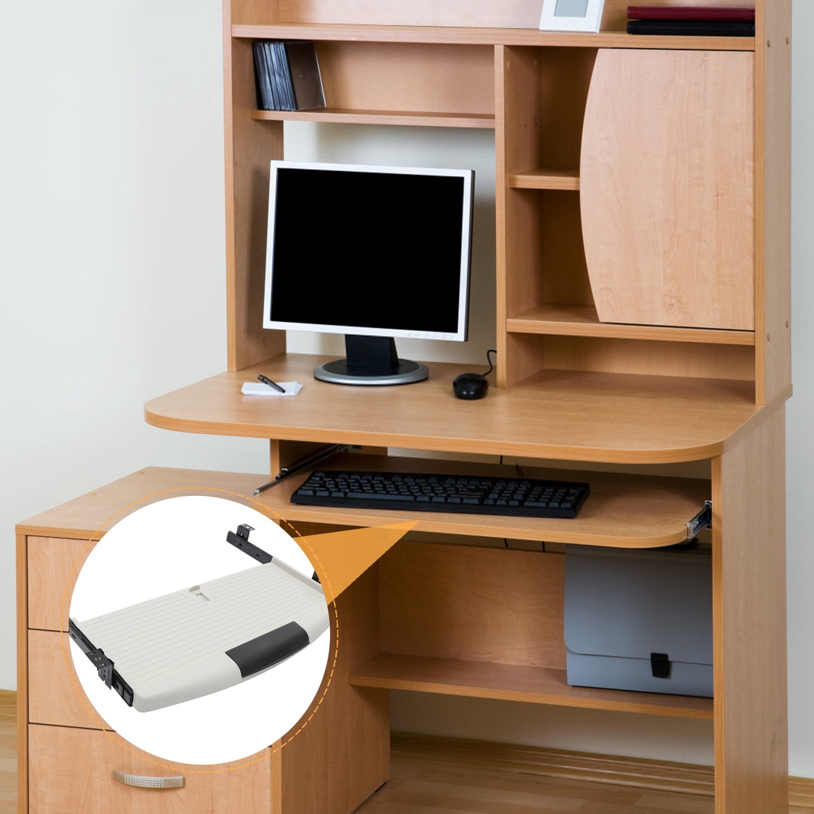 HINTRMENT 1Pc Multi Purpose Drawer Style Keyboard Storage Box for Office Desk in Grey