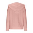 thumbnail image 4 of felwors Zip Up Cardigan Sweater for Women Cable Knit Hoodie Long Sleeve Jacket Oversized Outwear Drawstring Sweatshirts Pink, XXL, 4 of 6
