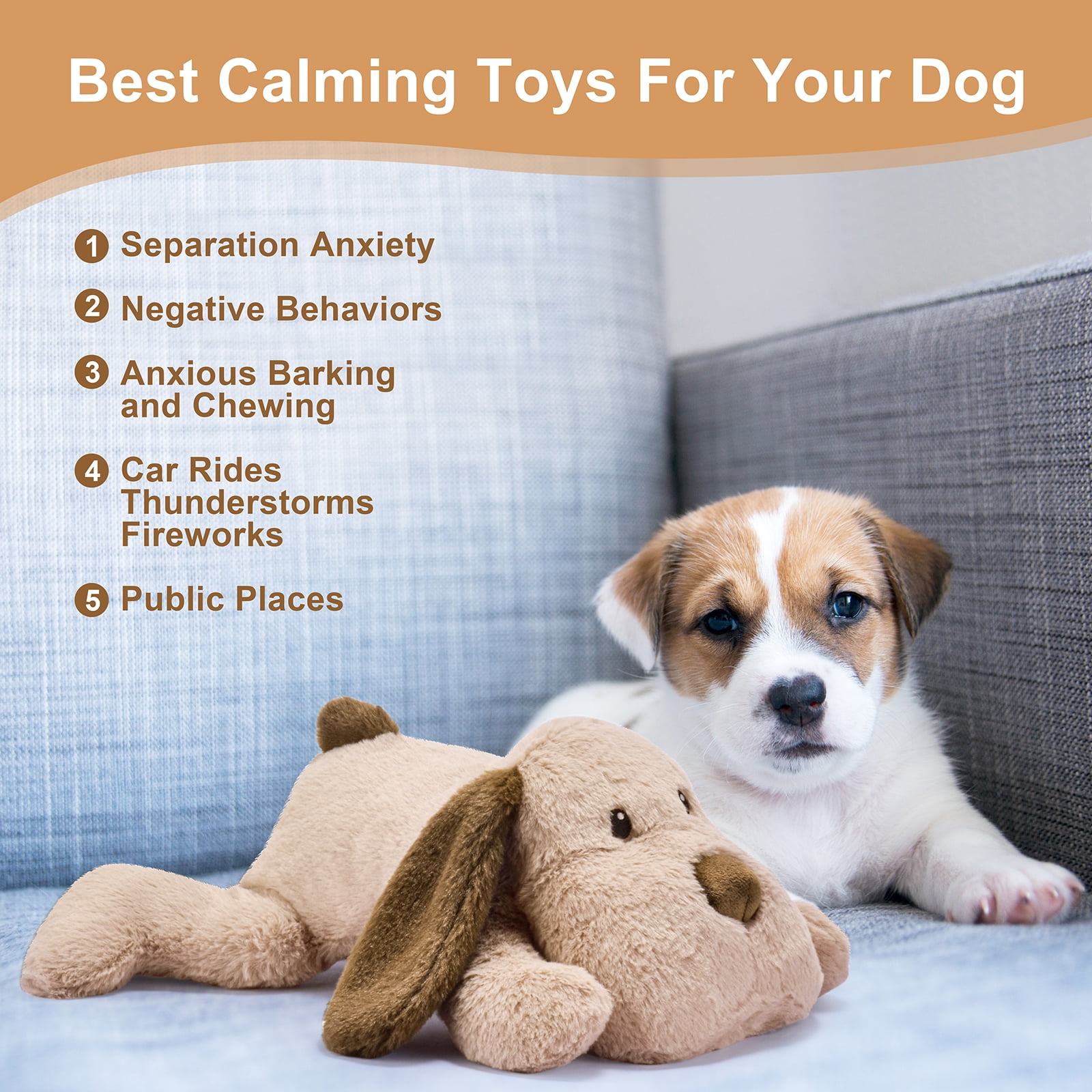 Moropaky Puppy Toy Heartbeat Toy for Separation Anxiety Calming Behavioral  aid Dog Training, Heartbeat Stuffed Animal Plush Toys for Soother Cuddle
