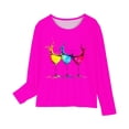 thumbnail image 4 of Long Sleeve Layering Tee Tops for Girls Long Sleeve Round-Neck Blouses & Shirts Girls Long Sleeve Prints Shirts Cute Crewnecks Tops Dressy Casual Blouses Clothes Pinks 11 Years, 4 of 5