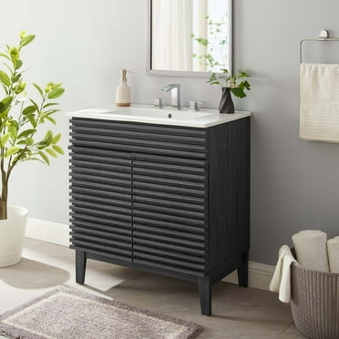 Modway Render 30" Bathroom Vanity Cabinet in Charcaol White