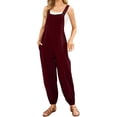 thumbnail image 1 of Overol sin mangas para mujer, estilo casual, de verano, pierna ancha, pantalones bottons, manga larga, con botones Vino XL Vino XL Xishao ropa, 1 of 2
