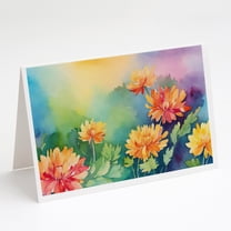 Chrysanthemums in Watercolor Greeting Cards and Envelopes Pack of 8 7 in x 5 in