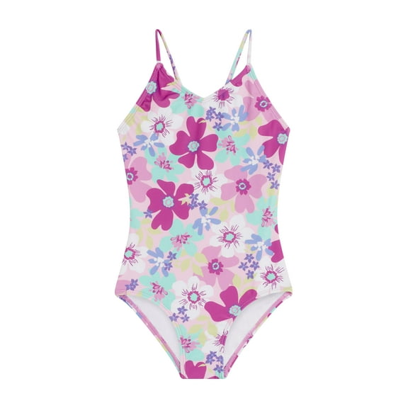 Kanu Surf Girls' Hurricane Beach Sport UPF 50 1-Piece Swimsuit, Annie Purple 14