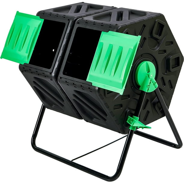 YITAHOME 34 Gallon Dual Chamber Compost Tumbler, Compost Bin Outdoor