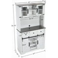 thumbnail image 2 of Kmax Farmhouse Coffee Bar Wine Cabinet, Hutch Buffet Cabinet with Wine & Glasses Rack, Sliding Barn Door, Drawer, Rustic White Tall Sideboard Table for Kitchen Dining Room, Black Top, 2 of 9