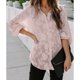 thumbnail image 2 of Camisa de las mujeres Ver A Través de Manga Larga Gira el Collar Abajo Botón de Color Puro Casual Señora Blusa para el Trabajo Diario, 2 of 6