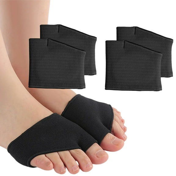 Foot Pain Relief Metatarsal Pads - Ball of Foot Cushions for Metatarsalgia, Sesamoiditis & Morton's Neuroma, 2 Pairs Gel Inserts (Black)