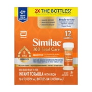 Similac 360 Total Care Sensitive Ready-to-Feed Baby Formula, Has 5 HMO Prebiotics, 2-fl-oz Bottle, Pack of 12