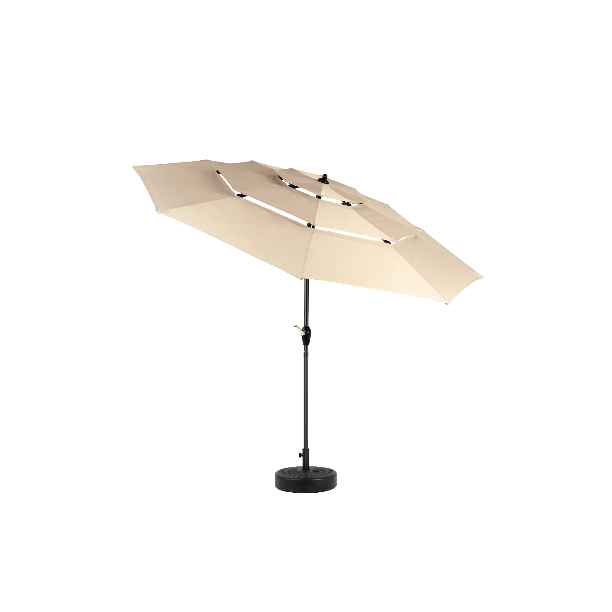 Leumius 10ft Outdoor Patio Umbrellas for Outside,3 Tier Auto-tilt Vented Market Table Umbrella for Backyard, Deck, Garden,Khaki(Base Not Included)