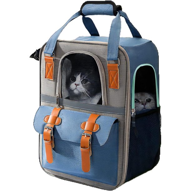 Mochila transportadora para mascotas Veeki, arnés para mochila para gatos y cachorros para viajes de senderismo al aire libre con correa de malla ventilada con tela Oxford de alta