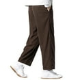 thumbnail image 3 of Men's Baggy Sweatpants Elastic Waist Drawstring Cotton Lounge Pants with Pockets Wide Leg Uncuffed Track Pants Coffee XXL, 3 of 3