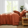 thumbnail image 6 of Flymme Boho Comforter Set King Size Bed in a Bag 7-Piece Shabby Chic Burnt Orange Bedding with Pom Pom Textured King Bed Set for All Season, 6 of 8