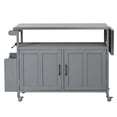 thumbnail image 2 of YIYADO Foldable Outdoor Kitchen Island, Mobile Patio Kitchen Cart with Stainless Steel Top, Lockable Wheels, Storage Cabinet & 2-Tier Spice Towel Rack, Grey, 2 of 6