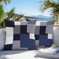 thumbnail image 4 of Blue Grey Patchwork Outdoor Pillow Covers Pack of 2 Abstract Retro Geometric Art Waterproof Throw Pillow Covers Decorative Cushion Cases for Patio Garden Tent Balcony Couch 18x18 inch, 4 of 8