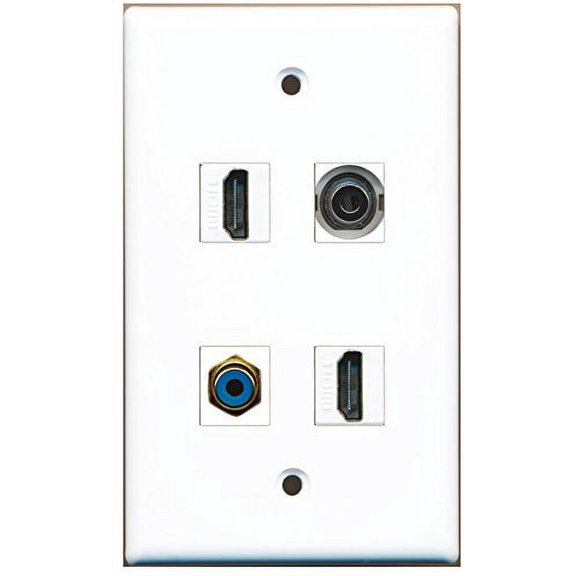 RiteAV - 2 Port HDMI 1 Port RCA Blue 1 Port 3.5mm Wall Plate