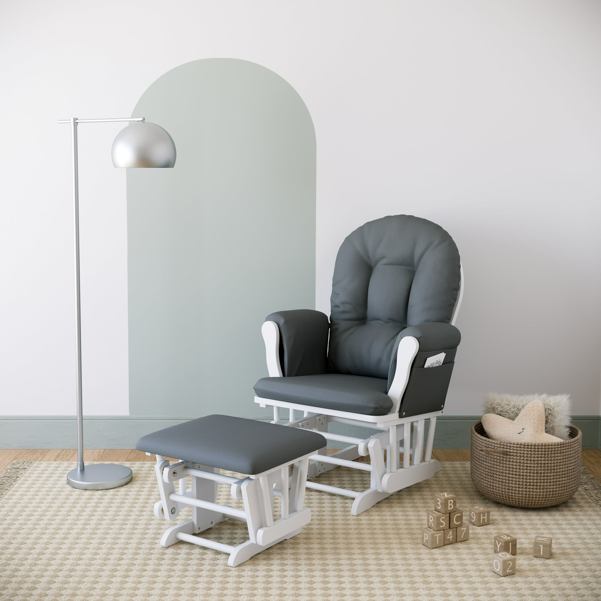 Storkcraft Hoop Infant Nursery Glider and Ottoman, White with Gray