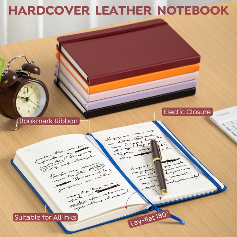 Coopay 6-Pack A5 Journal Notebook Set With Pens – Hardcover Leather, 100GSM Paper, Bookmark
