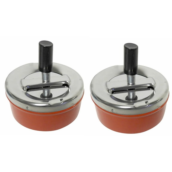 Dependable Industries  2 pack Round Push Down Metal Ashtray with Spinning Tray Retro Style (Red)