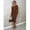 Brown-L, variant on Brown One Shoulder Ruched Bodycon Midi Dress Long Sleeve