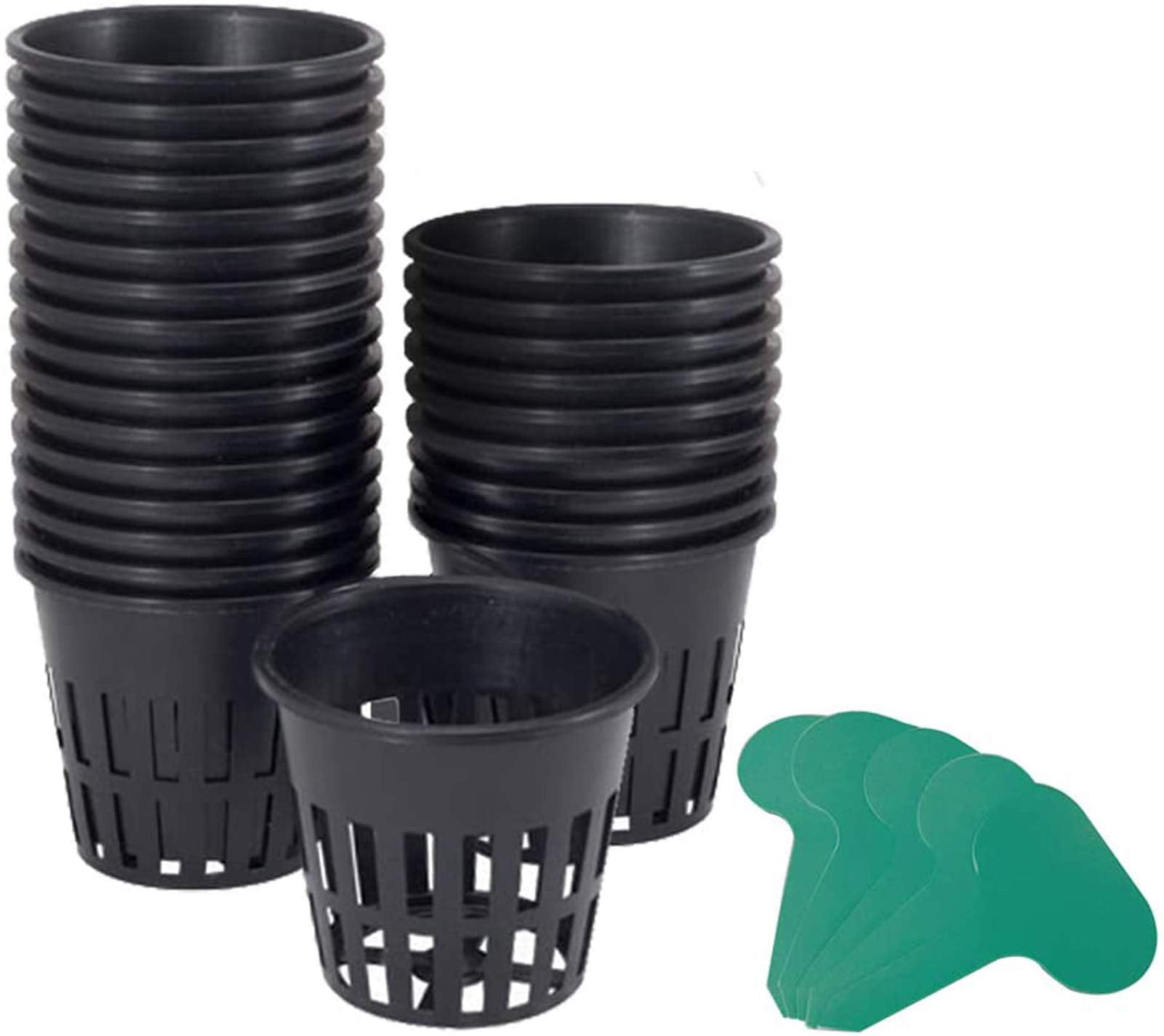 GROWNEER 50 Packs 3 Inch Net Cups Slotted Mesh Wide Lip with 10Pcs ...
