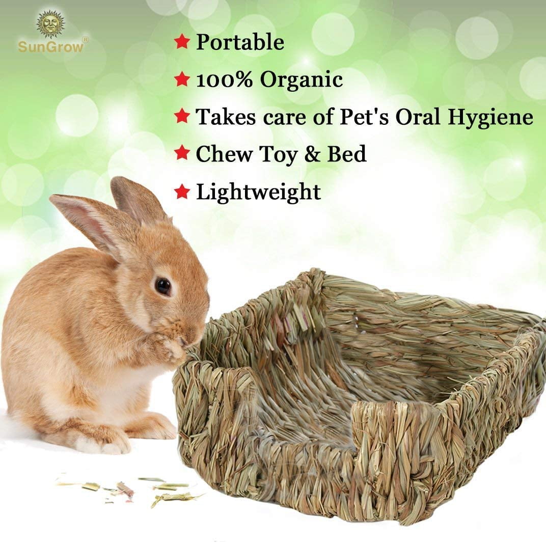 SunGrow Rabbit Grass Bedding, Bunny supplies for Cage Accessories and Huts
