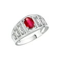 thumbnail image 3 of RYLOS Rings for Women 14K White Gold Ring Classic Style 7X5MM Oval Gemstone &  Diamond Ring July Ruby Jewelry Size 9, 3 of 7