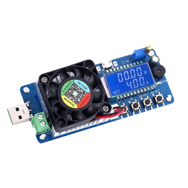 HUGFEGWE 1Pcs DC Electronic Load Tester FX25 4A 25W/FX35 5A 35W Constant Current USB Power Detector Battery Capacity Tester Adjustable Resistor LCD Display U2536-17057