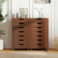 thumbnail image 4 of Resenkos 7-Drawer Wooden Storage Dresser with Lockable Caster Wheels for Mobility - Walnut, 4 of 8