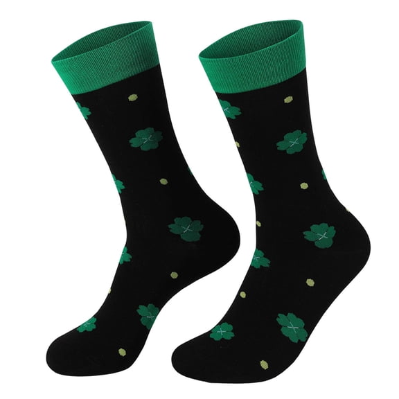 Byworldtasic Green Socks St. Patricks Day Socks Novelty Funny Patterns Cotton Socks Festival Gifts