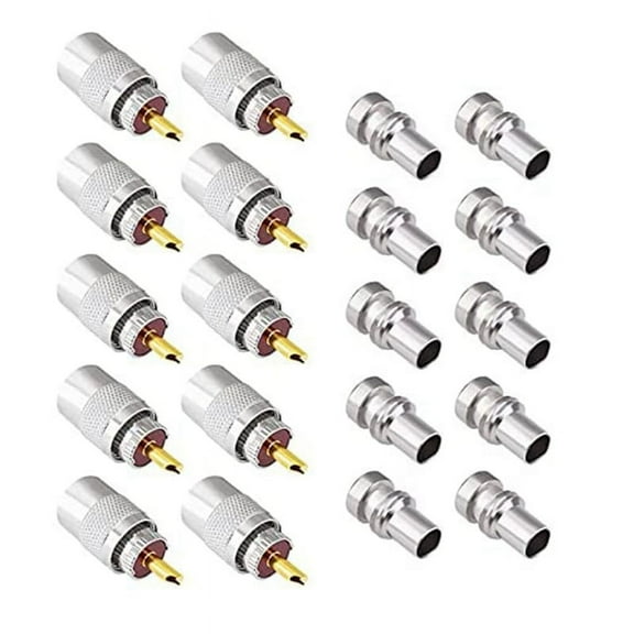 -259 Coaxial Connectors UHF Male Solder Connector Plug 50 Ohm Coax Adapters 10-Pack with Reducers for LMR400,RG8 Cable