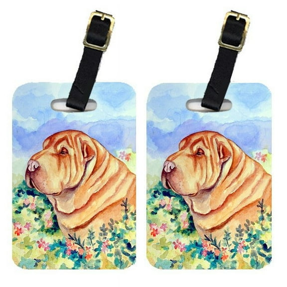 Pair of 2 Shar Pei Luggage Tags