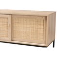 thumbnail image 5 of Baxton Studio Amelia Mid-Century Modern Transitional Natural Brown Finished Wood and Natural Rattan Sideboard Buffet, 5 of 5