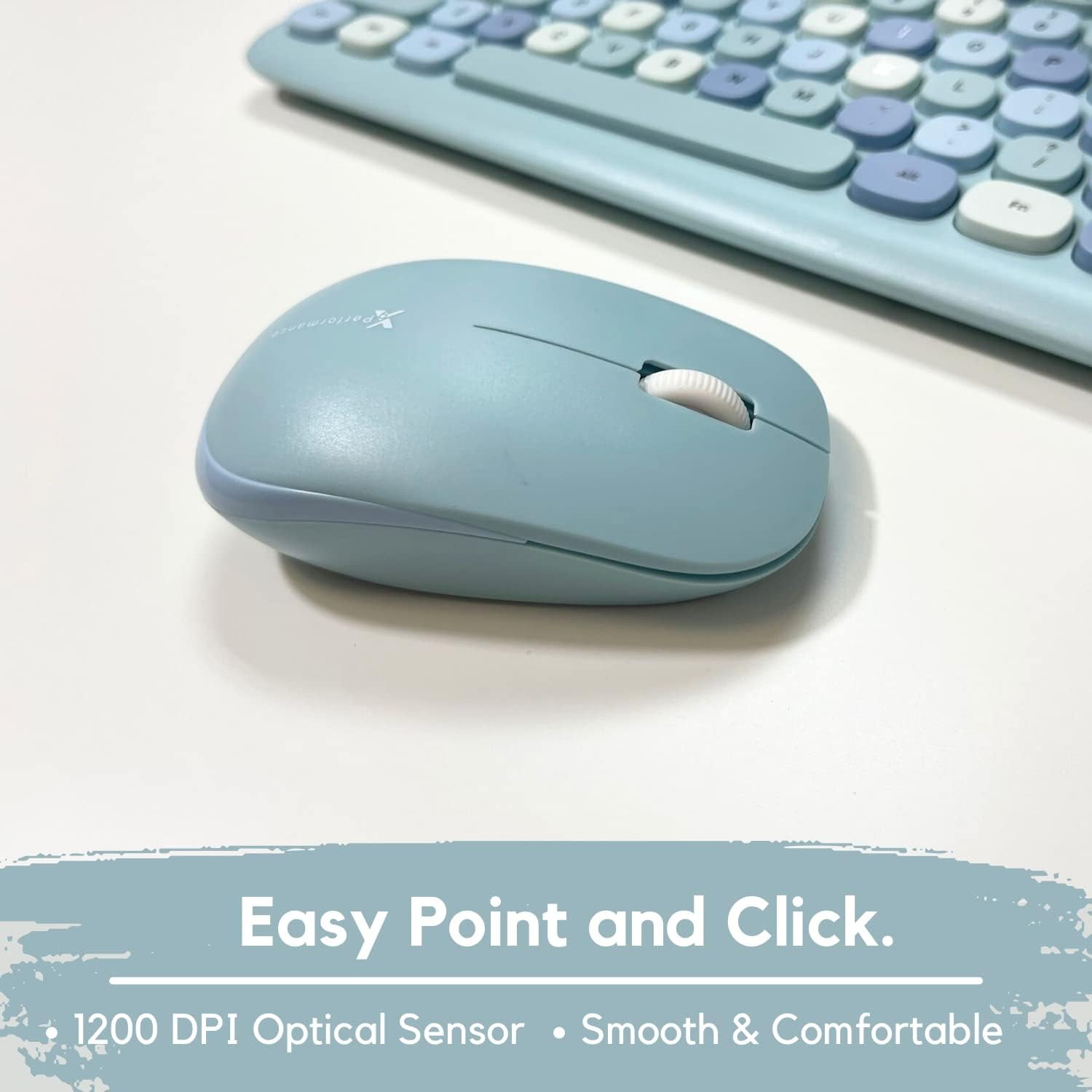 X9 Performance Cute Keyboard and Mouse Combo - Transform Your Space with a Colorful Blue Wireless Keyboard and Mouse Retro Set (110 Keys and 18 Shortcuts) - Aesthetic Keyboard for PC Computer, Laptop