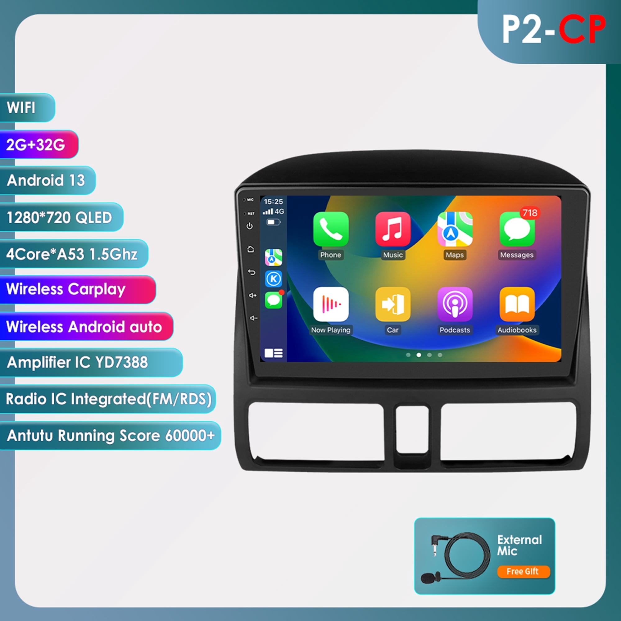 9" Touch Screen Android 13 Bluetooth Apple Carplay 2+32GB Car Stereo Radio Head Unit GPS Navigation Player For Honda CRV 2002 2003 2004 2005 2006