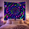 thumbnail image 2 of Neon Spiral Tunnel in Black Background, Energetic Psychedelic for Gamers, Optical Illusion Art, Birthday Gift Tapestry Wall Hanging for Gaming Room and Bedroom, 2 of 7