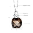 thumbnail image 5 of Gem Stone King 10K White Gold Brown Smoky Quartz and White Created Sapphire Pendant Necklace for Women (3.13 Cttw, Gemstone, Cushion Checkerboard Cut 10MM, with 18 inch Chain), 5 of 5