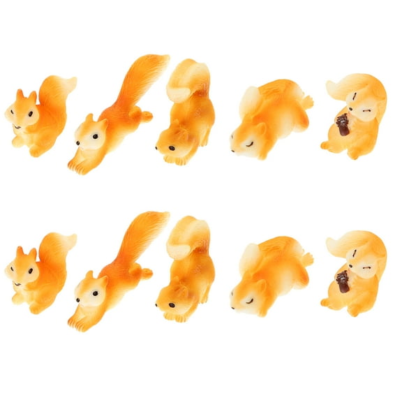 Raindrops  10 PCS Squirrel Statues for Garden Miniature Squirrels Crafts Orange