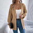 thumbnail image 5 of Ediodpoh Cardigan for Women Winter Long Sleeve V Neck Crochet Kimonos Loose Open Front Hollow Out Cover Ups Khaki_002 M, 5 of 6