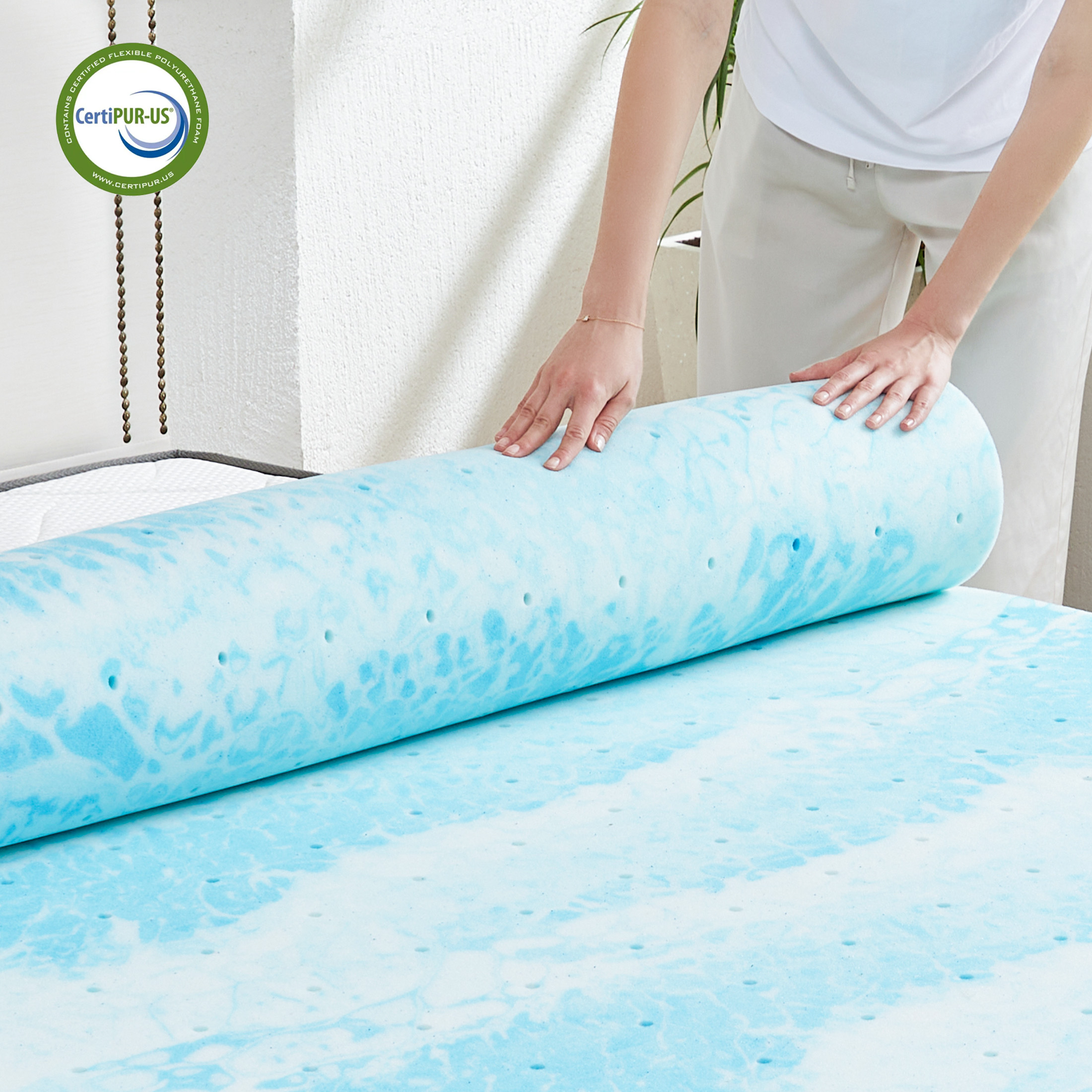 EDX 3-Inch Cool Gel Memory Foam Mattress Topper, Twin XL, CertiPUR-US photo 4