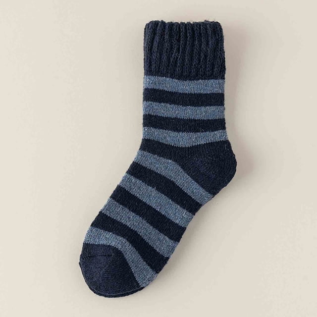 Calcetines de lana a rayas para hombre, de media pantorrilla, cálidos y gruesos, para dormir en climas fríos, de poliéster.
