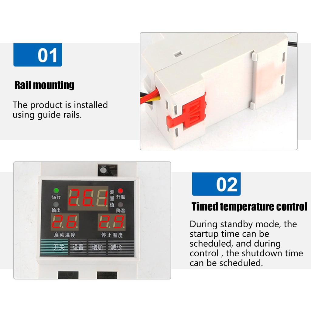 Thermostat Temperature Controller with Memory Function Triple Display