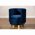 thumbnail image 5 of Baxton Studio Saffi Glam and Luxe Royal Blue Velvet Fabric Upholstered Gold Finished Swivel Accent Chair, 5 of 9