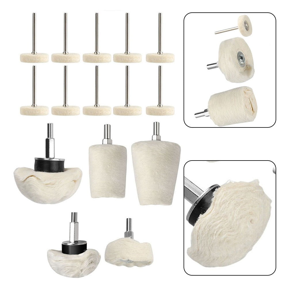 15Pcs Polishing Buffing Pads Kit Cloth Wheel Wool Wheel for Car Polishing Grinding