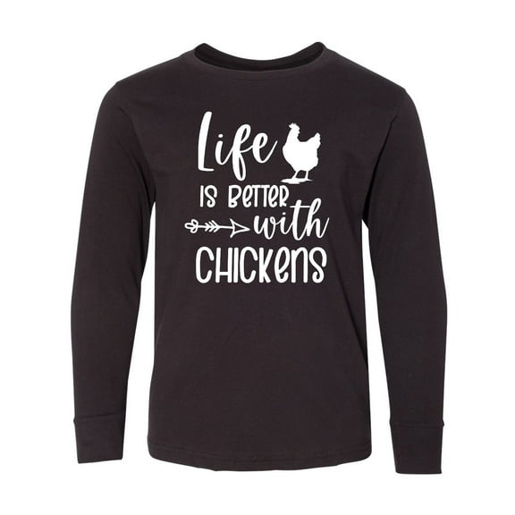 Inktastic Life is Better with Chickens Long Sleeve Youth T-Shirt